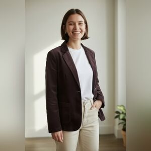 YUKO JEANS CULDOROY Women's Dark Brown Blazer SIZE MEDIUM